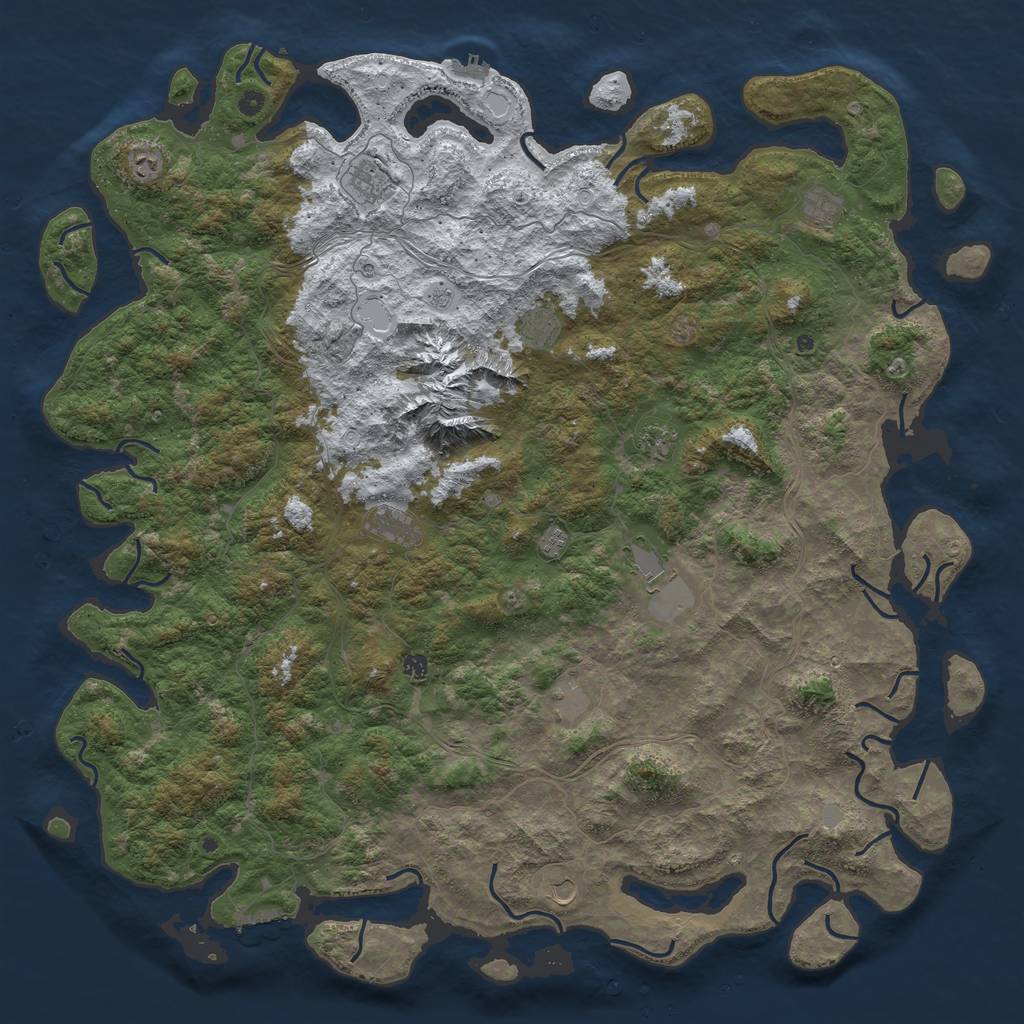 Rust Map: Procedural Map, Size: 6000, Seed: 128818224, 20 Monuments