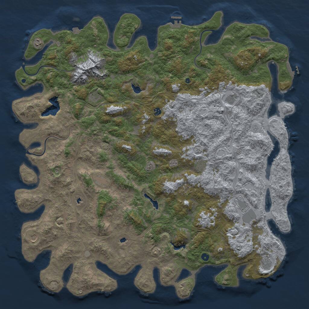 Rust Map: Procedural Map, Size: 6000, Seed: 100000, 17 Monuments