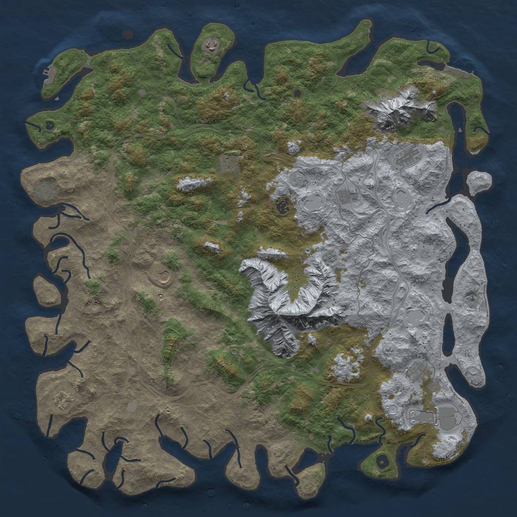 Rust Map: Procedural Map, Size: 6000, Seed: 100000, 19 Monuments