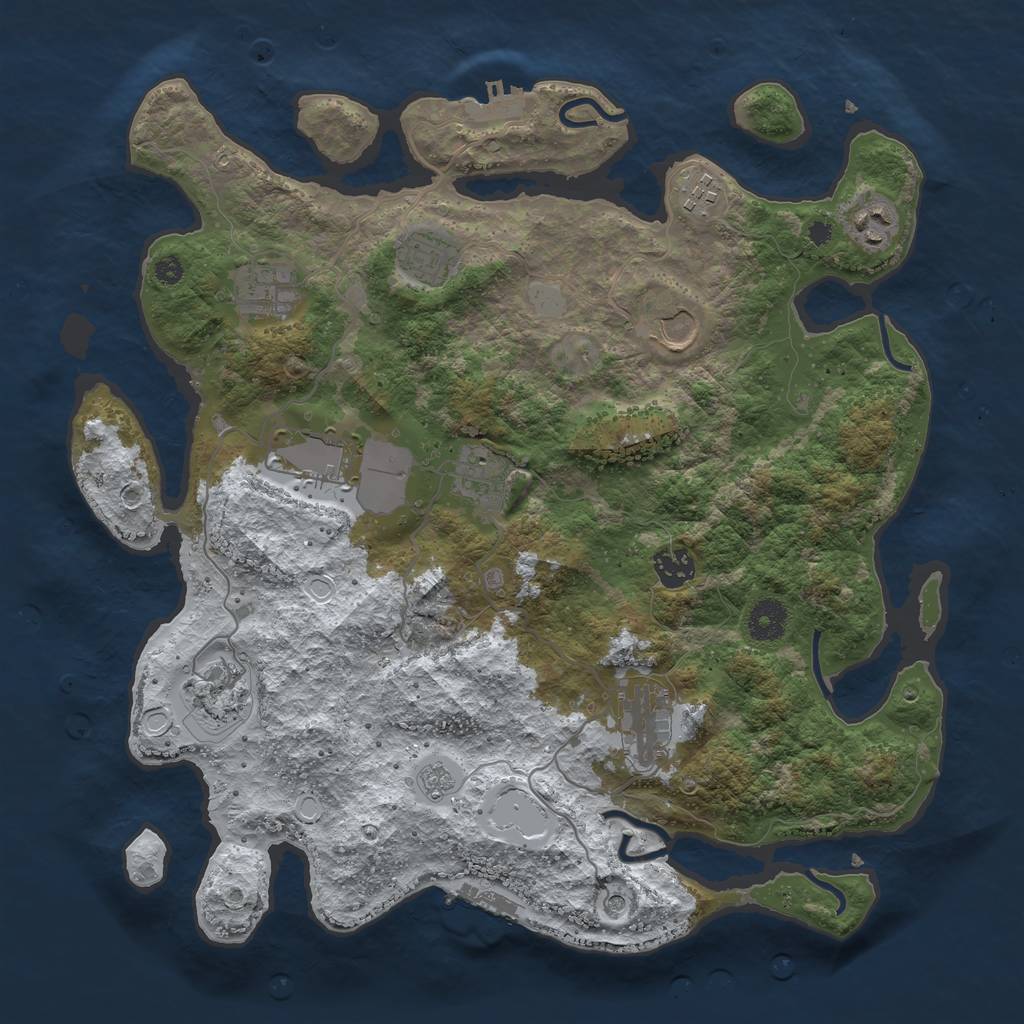 Rust Map: Procedural Map, Size: 3750, Seed: 1619000392, 19 Monuments