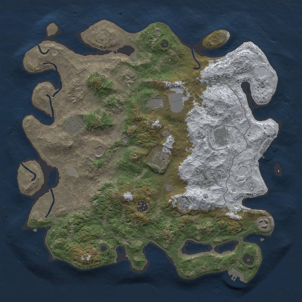 Rust Map: Procedural Map, Size: 4000, Seed: 444999, 18 Monuments