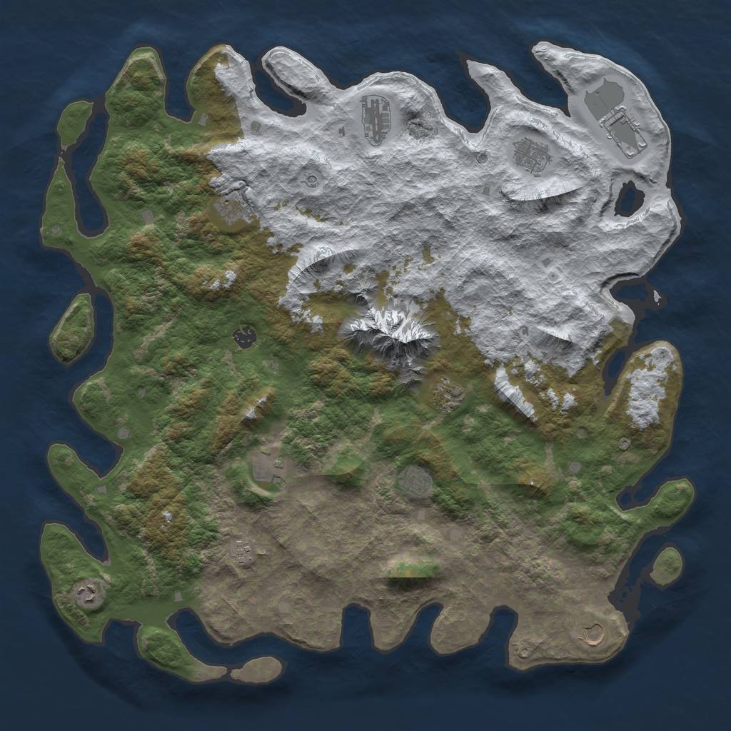 Rust Map: Barren, Size: 5000, Seed: 69, 14 Monuments