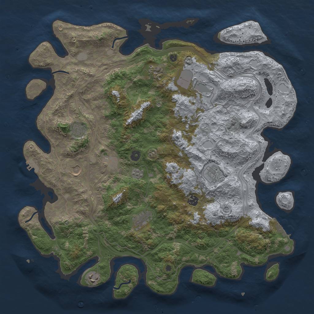 Rust Map: Procedural Map, Size: 4500, Seed: 650194491, 19 Monuments