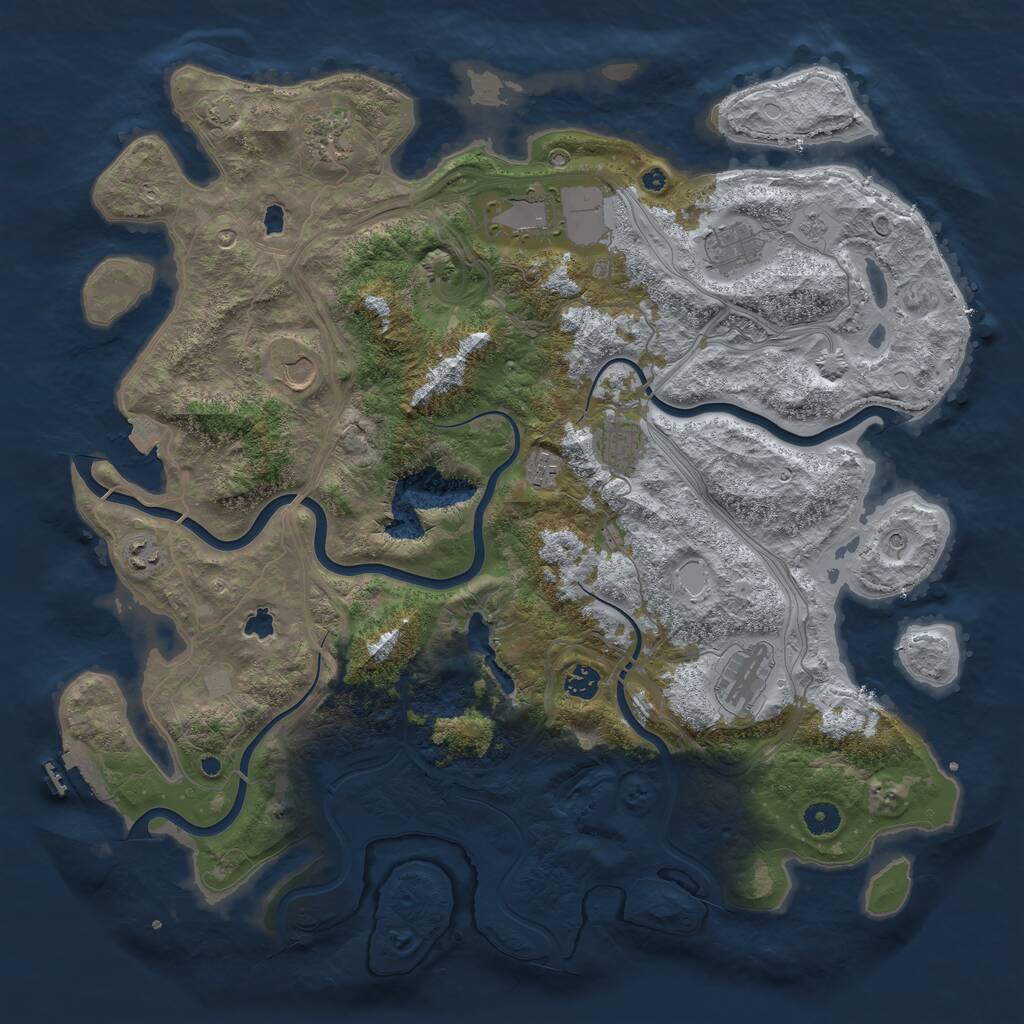 Rust Map: Procedural Map, Size: 4500, Seed: 650194491, 14 Monuments