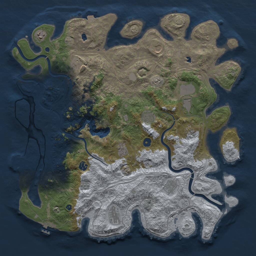Rust Map: Procedural Map, Size: 4500, Seed: 991285485, 17 Monuments
