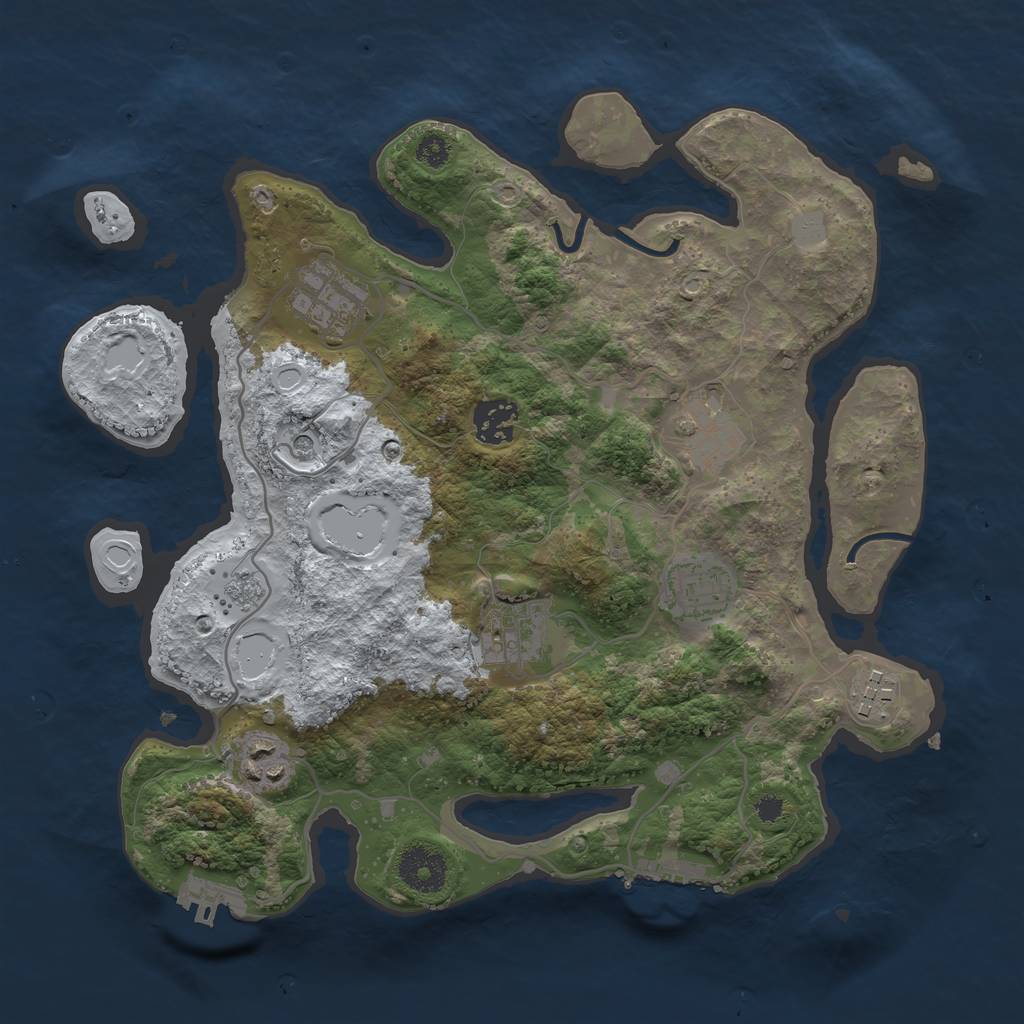Rust Map: Procedural Map, Size: 3250, Seed: 1446278269, 16 Monuments