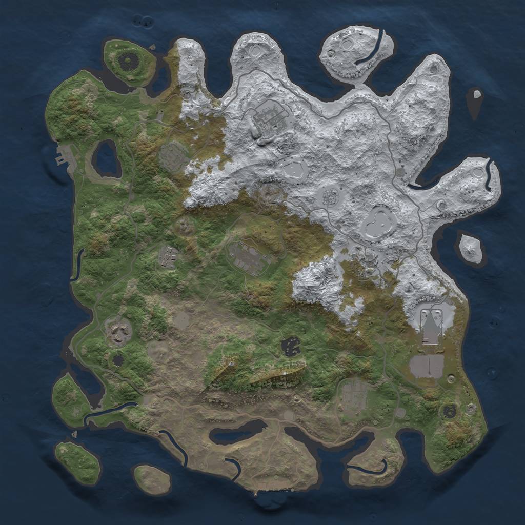 Rust Map: Procedural Map, Size: 4000, Seed: 530186440, 18 Monuments