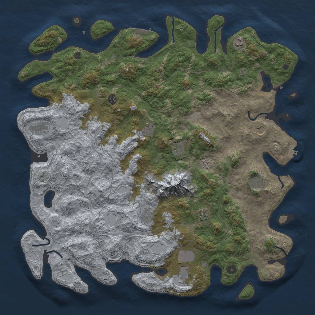 Rust Map: Procedural Map, Size: 5000, Seed: 80701, 20 Monuments