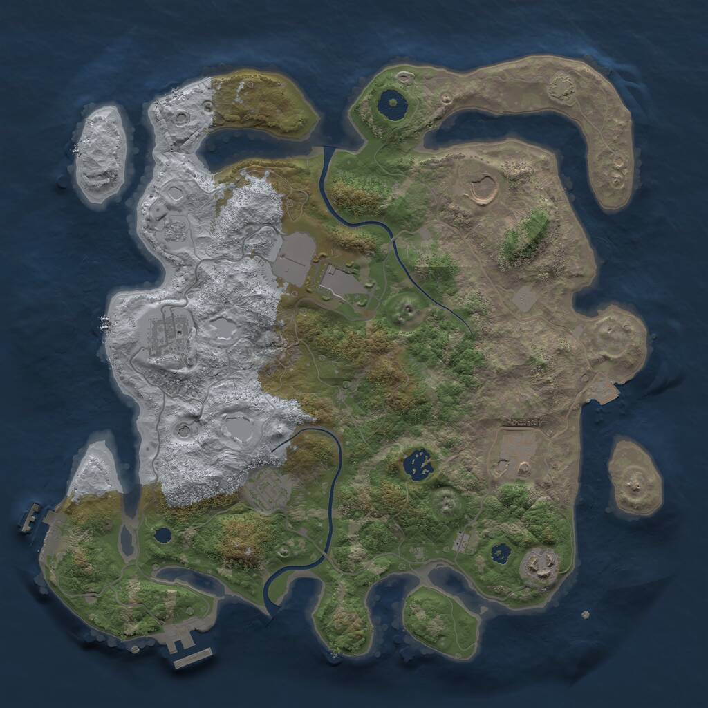 Rust Map: Procedural Map, Size: 3601, Seed: 14028, 13 Monuments