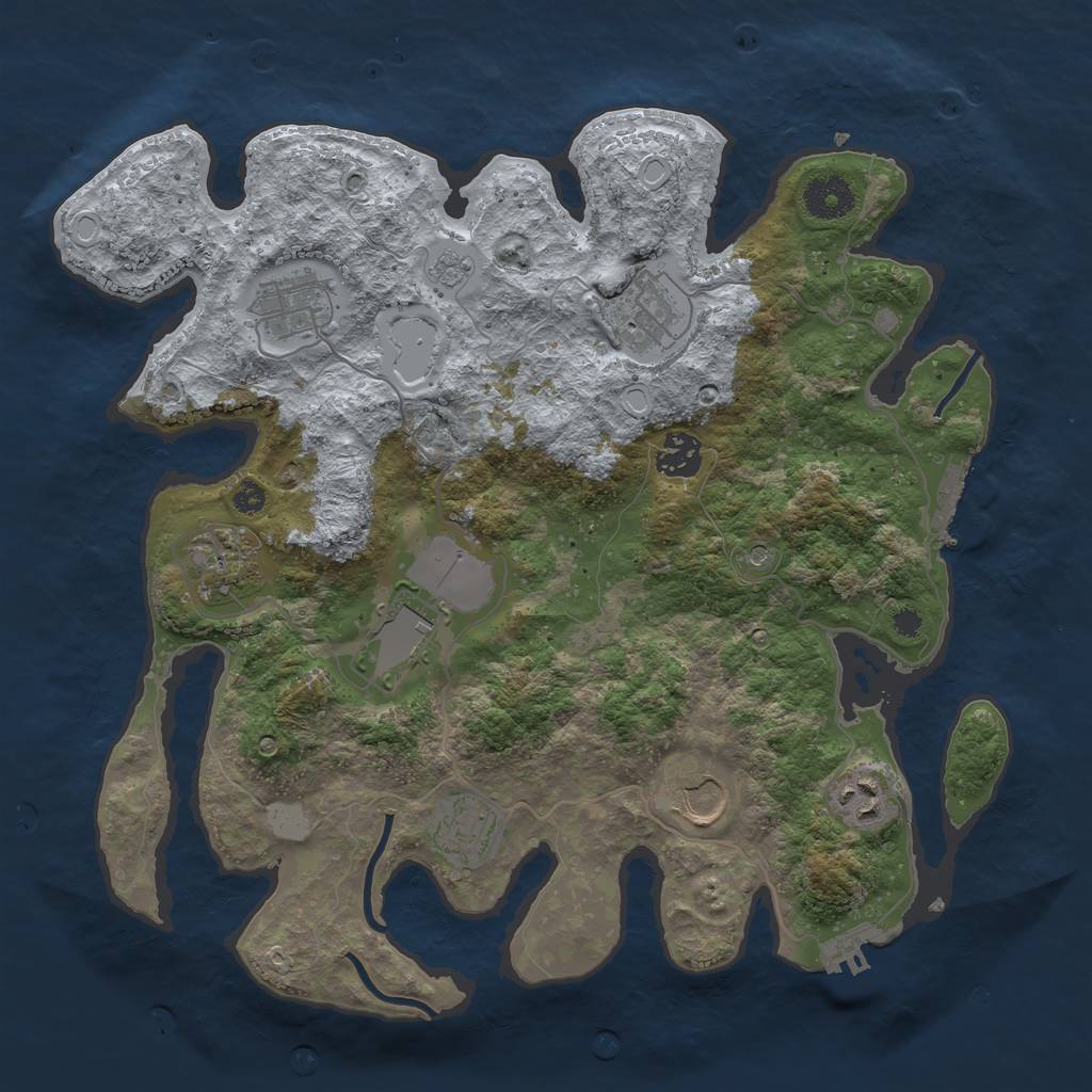 Rust Map: Procedural Map, Size: 3500, Seed: 124589637, 17 Monuments