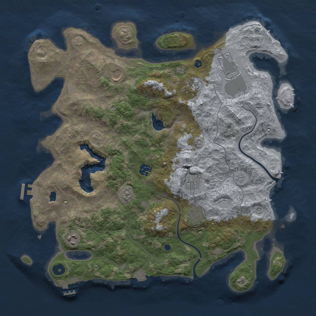 Rust Map: Procedural Map, Size: 4000, Seed: 2100862169, 13 Monuments