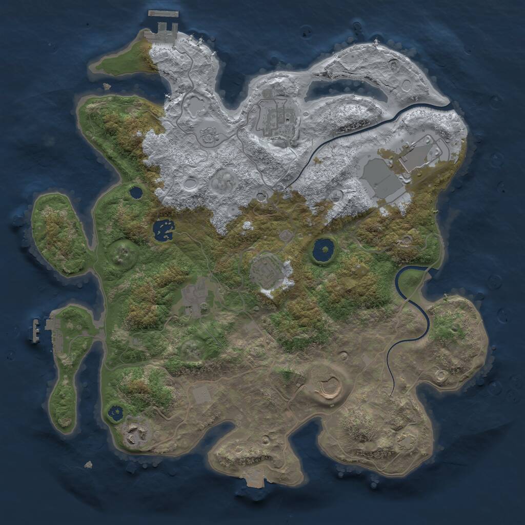 Rust Map: Procedural Map, Size: 3500, Seed: 390218581, 13 Monuments