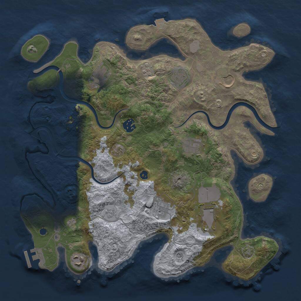 Rust Map: Procedural Map, Size: 3550, Seed: 605761, 14 Monuments
