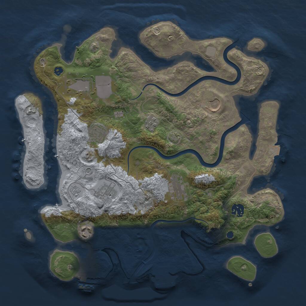 Rust Map: Procedural Map, Size: 3500, Seed: 1132830897, 14 Monuments