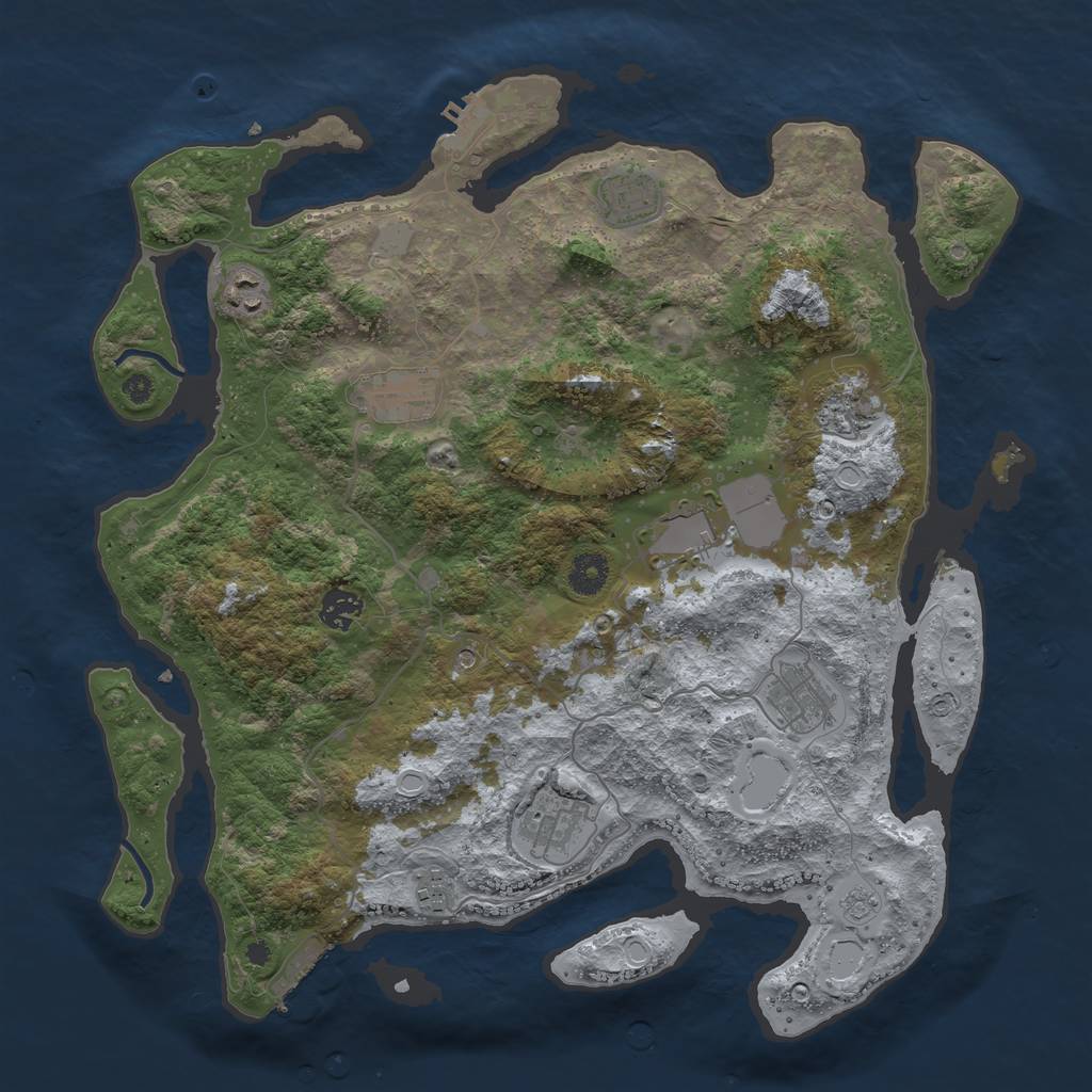 Rust Map: Procedural Map, Size: 3908, Seed: 3894, 16 Monuments
