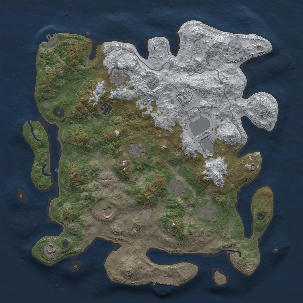 Rust Map: Procedural Map, Size: 4000, Seed: 1846013830, 19 Monuments