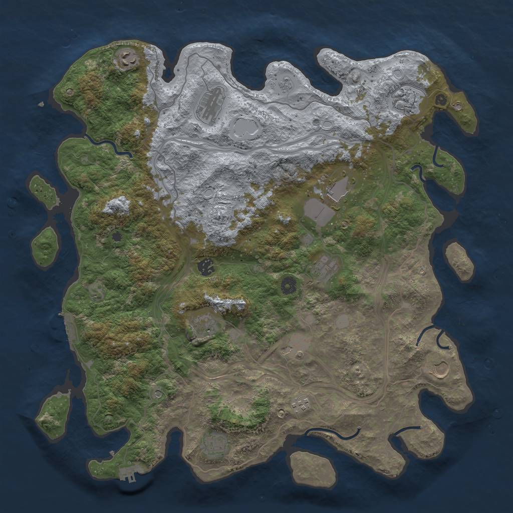 Rust Map: Procedural Map, Size: 4500, Seed: 1162645891, 20 Monuments