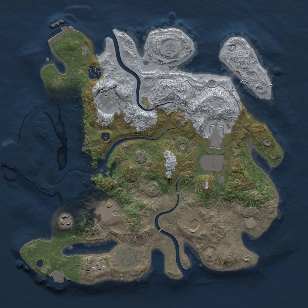 Rust Map: Procedural Map, Size: 3500, Seed: 5135780, 14 Monuments