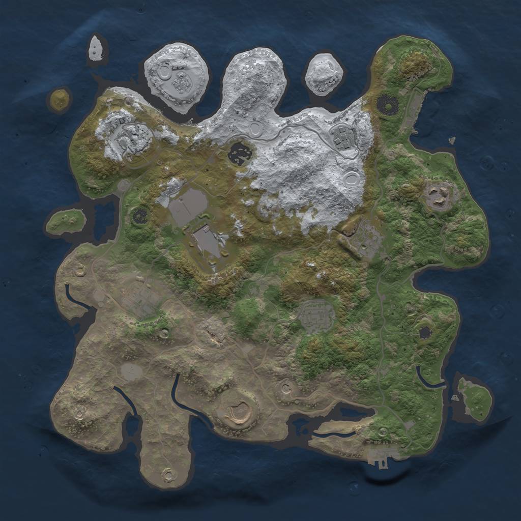 Rust Map: Procedural Map, Size: 3500, Seed: 697623335, 18 Monuments