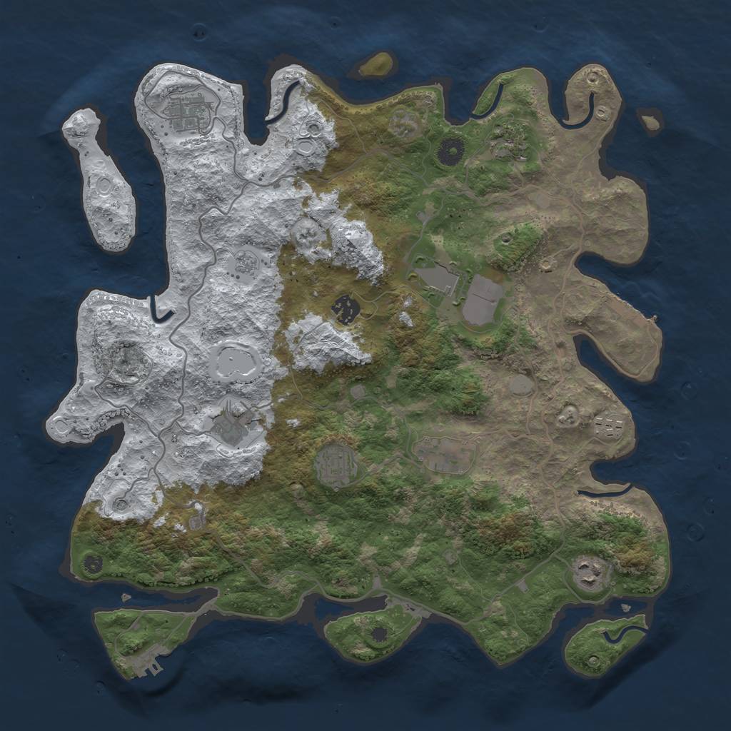 Rust Map: Procedural Map, Size: 4000, Seed: 578561465, 18 Monuments