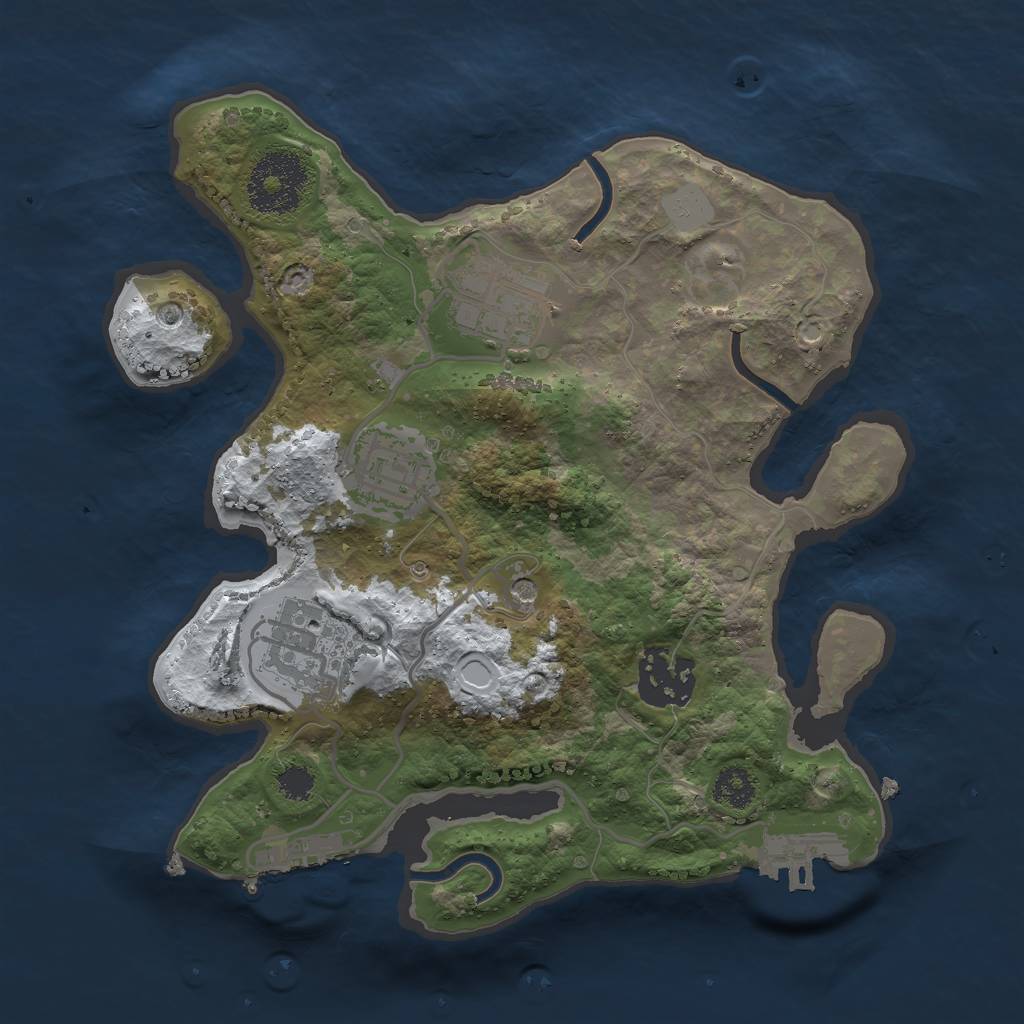 Rust Map: Procedural Map, Size: 2500, Seed: 350717165, 12 Monuments