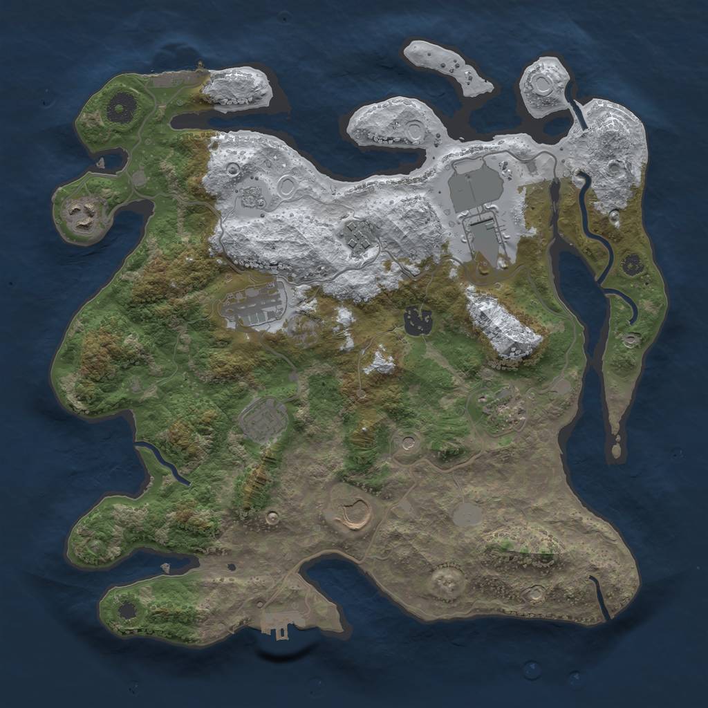 Rust Map: Procedural Map, Size: 3500, Seed: 1450075679, 17 Monuments