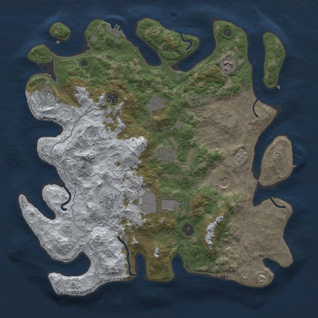 Rust Map: Procedural Map, Size: 4050, Seed: 2884637, 18 Monuments