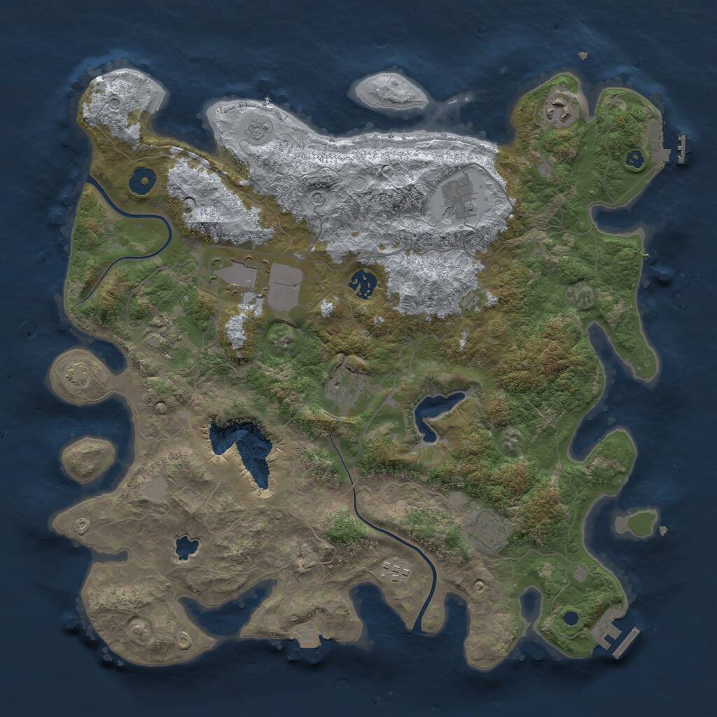 Rust Map: Procedural Map, Size: 4000, Seed: 468053, 14 Monuments