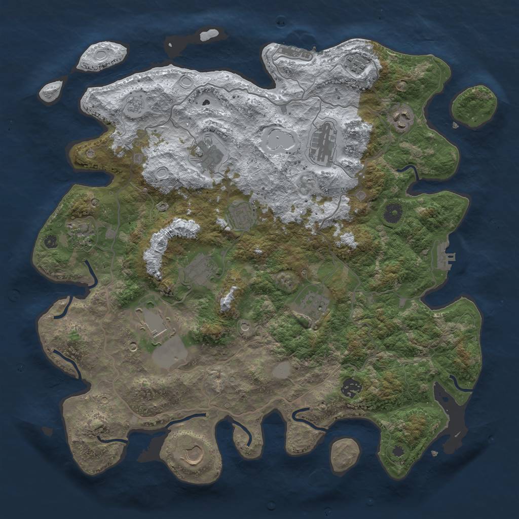 Rust Map: Procedural Map, Size: 4000, Seed: 668601, 20 Monuments