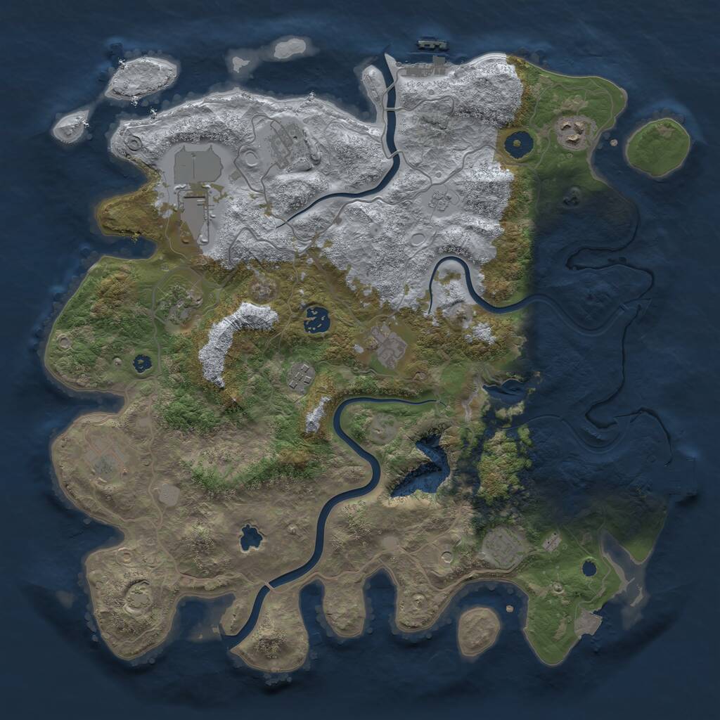 Rust Map: Procedural Map, Size: 4000, Seed: 668601, 15 Monuments