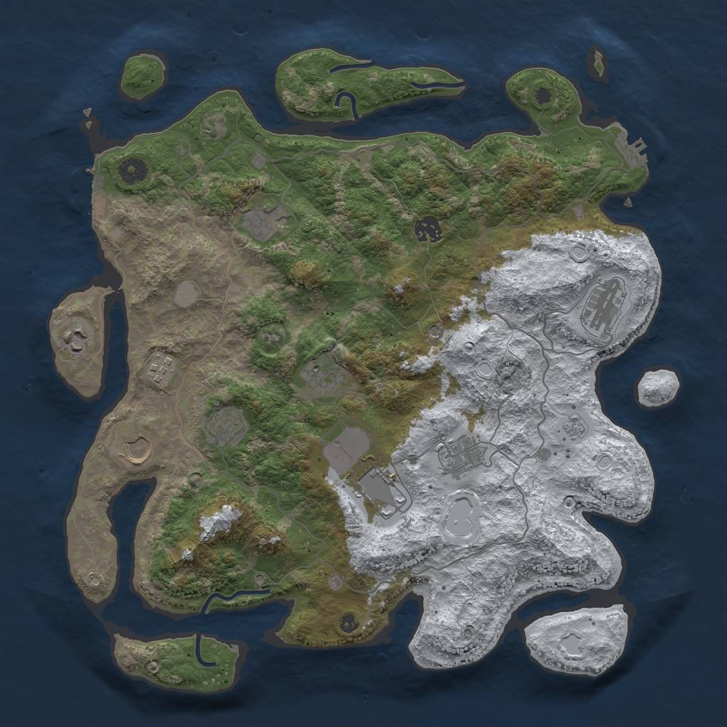 Rust Map: Procedural Map, Size: 4000, Seed: 257611, 19 Monuments