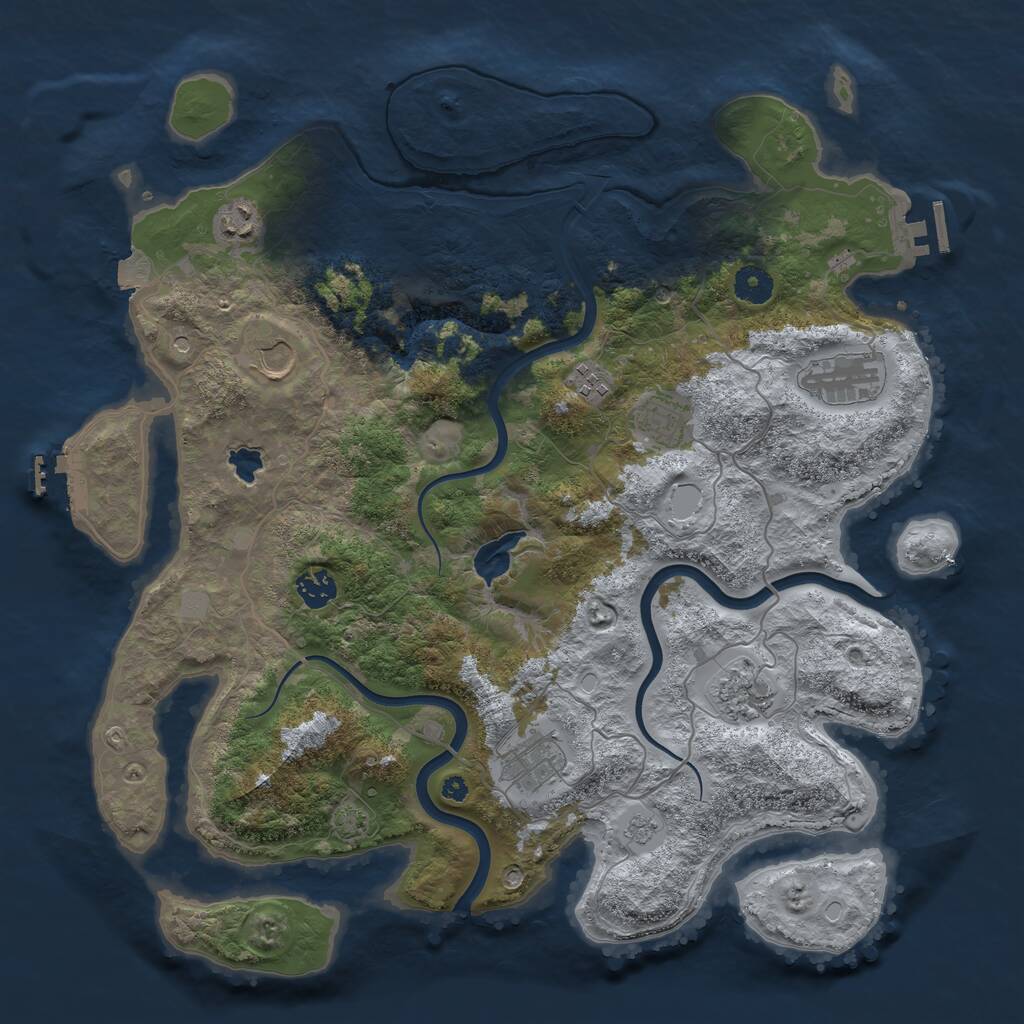 Rust Map: Procedural Map, Size: 4000, Seed: 257611, 14 Monuments