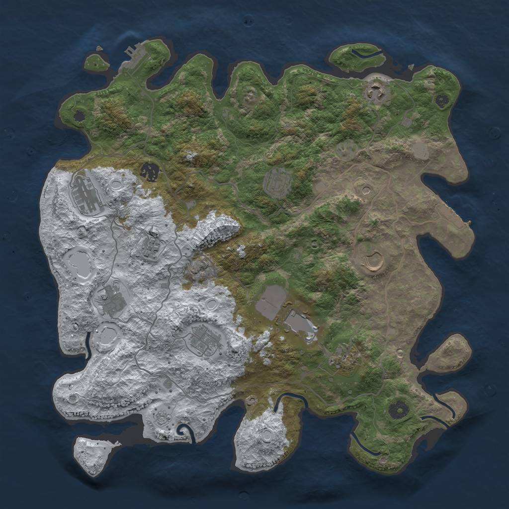 Rust Map: Procedural Map, Size: 4000, Seed: 791650, 19 Monuments