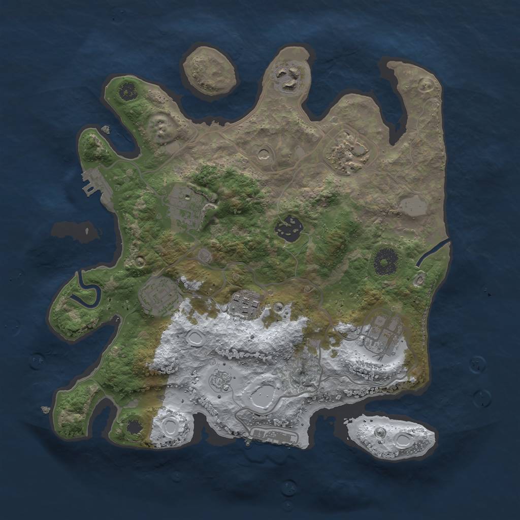 Rust Map: Procedural Map, Size: 3000, Seed: 68775, 16 Monuments