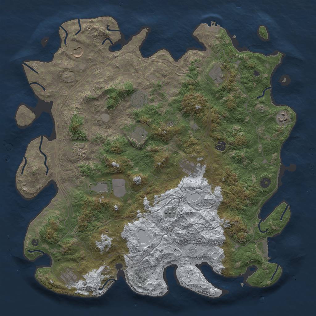 Rust Map: Procedural Map, Size: 4500, Seed: 960266863, 20 Monuments