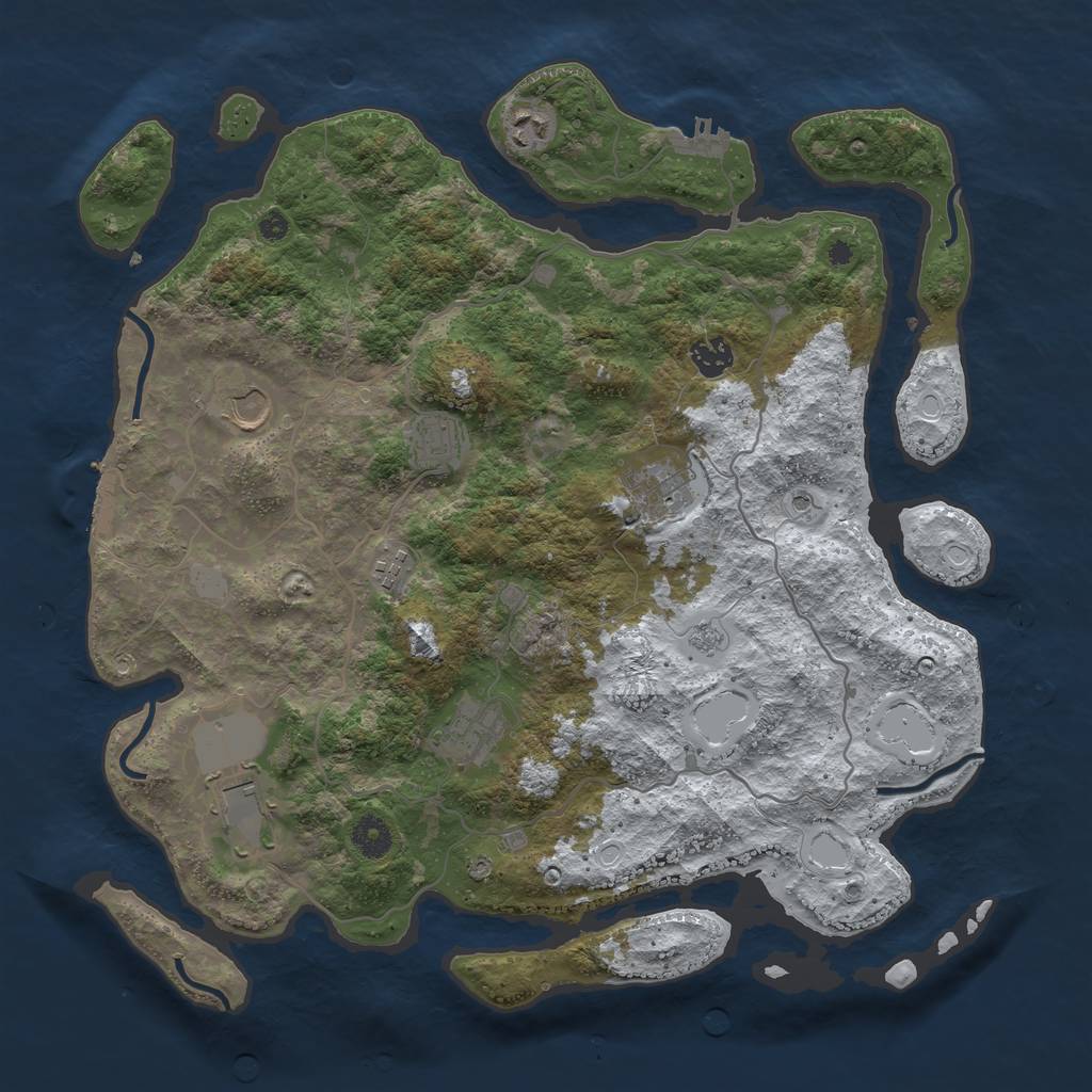 Rust Map: Procedural Map, Size: 4000, Seed: 58980, 17 Monuments