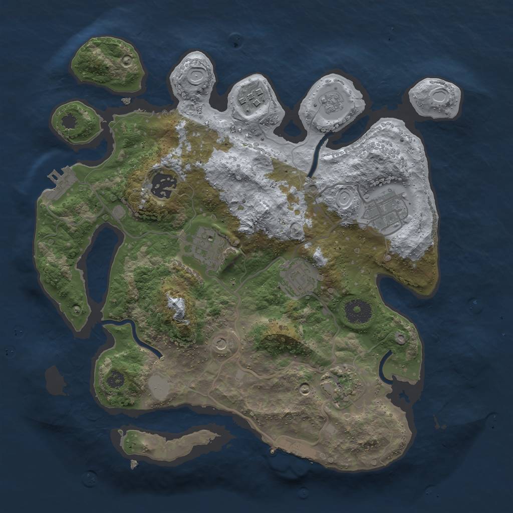 Rust Map: Procedural Map, Size: 3000, Seed: 2077668657, 15 Monuments