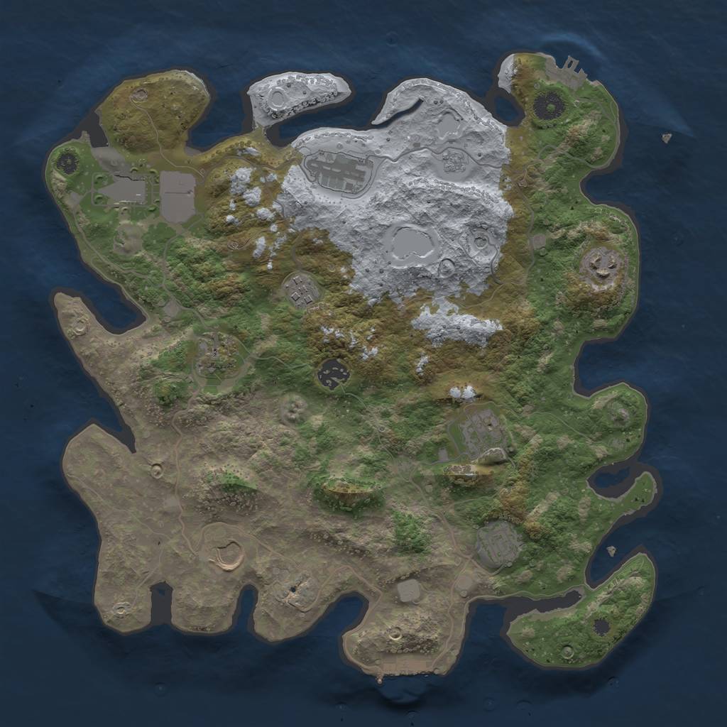 Rust Map: Procedural Map, Size: 3700, Seed: 93012085, 18 Monuments