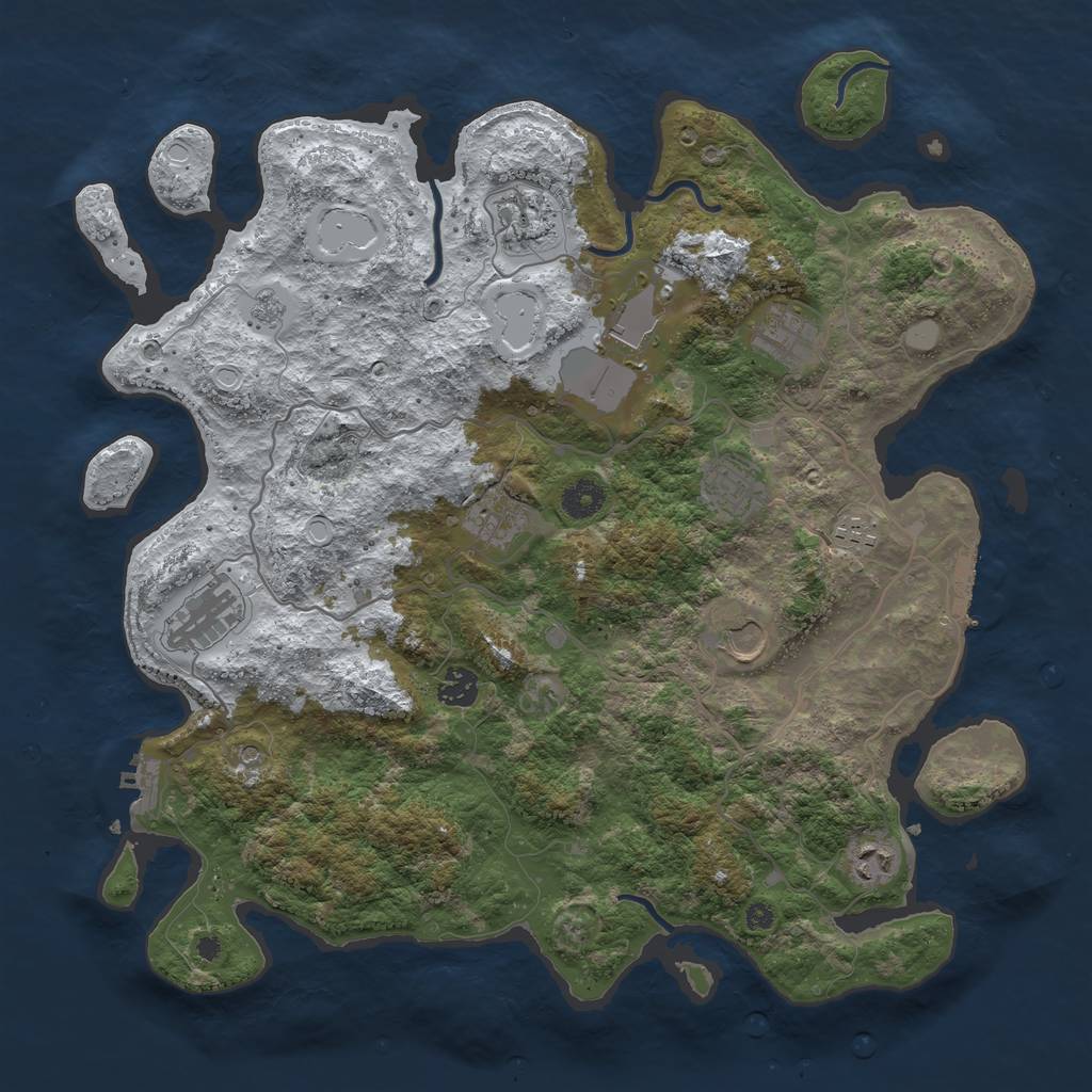 Rust Map: Procedural Map, Size: 4000, Seed: 674765, 19 Monuments