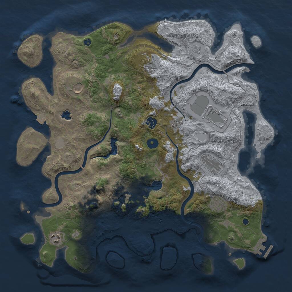 Rust Map: Procedural Map, Size: 4000, Seed: 898523, 14 Monuments