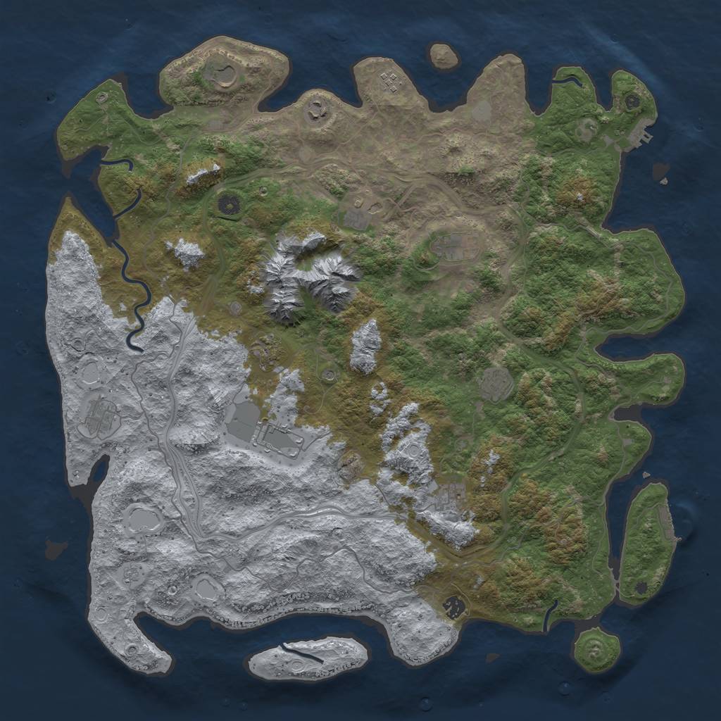 Rust Map: Procedural Map, Size: 5000, Seed: 658745, 20 Monuments