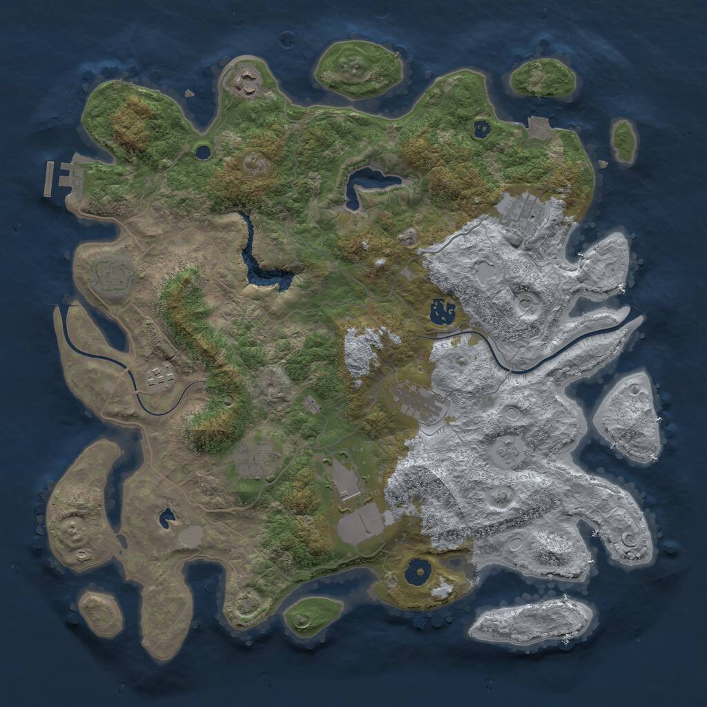 Rust Map: Procedural Map, Size: 4000, Seed: 74523, 13 Monuments