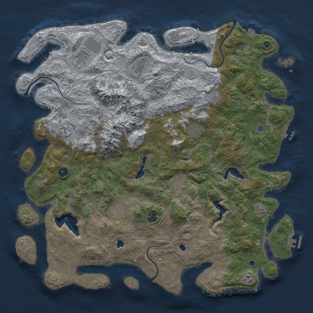 Rust Map: Procedural Map, Size: 5000, Seed: 69421, 16 Monuments