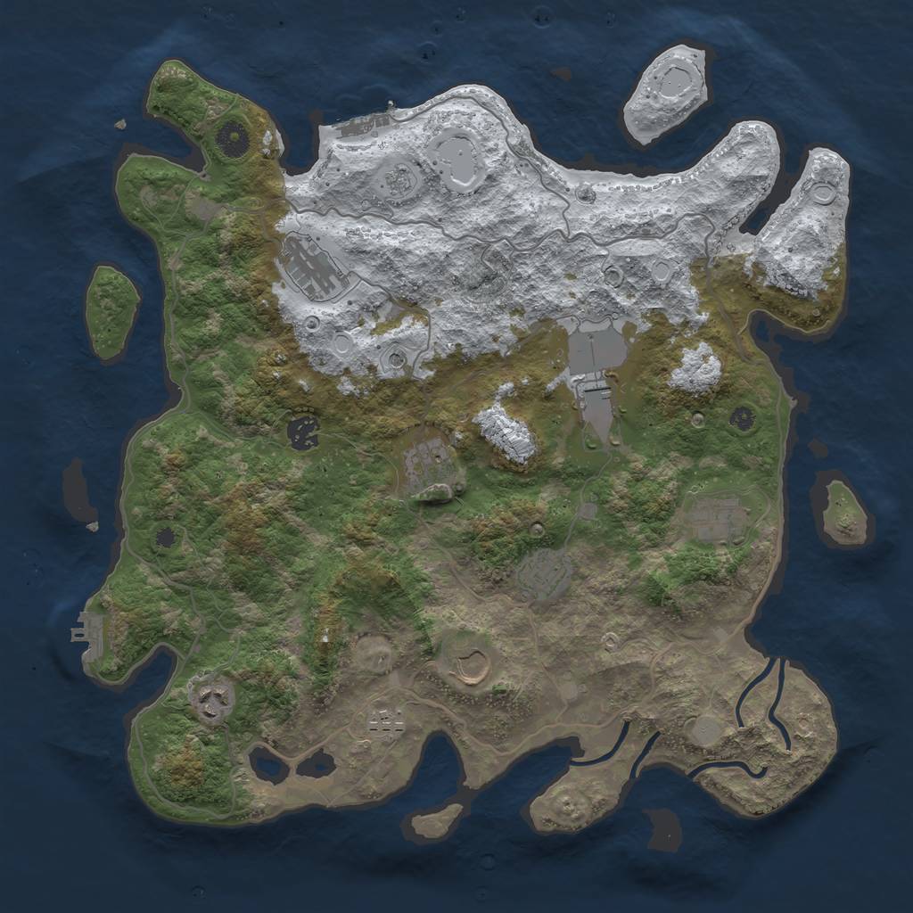 Rust Map: Procedural Map, Size: 4000, Seed: 407042, 18 Monuments