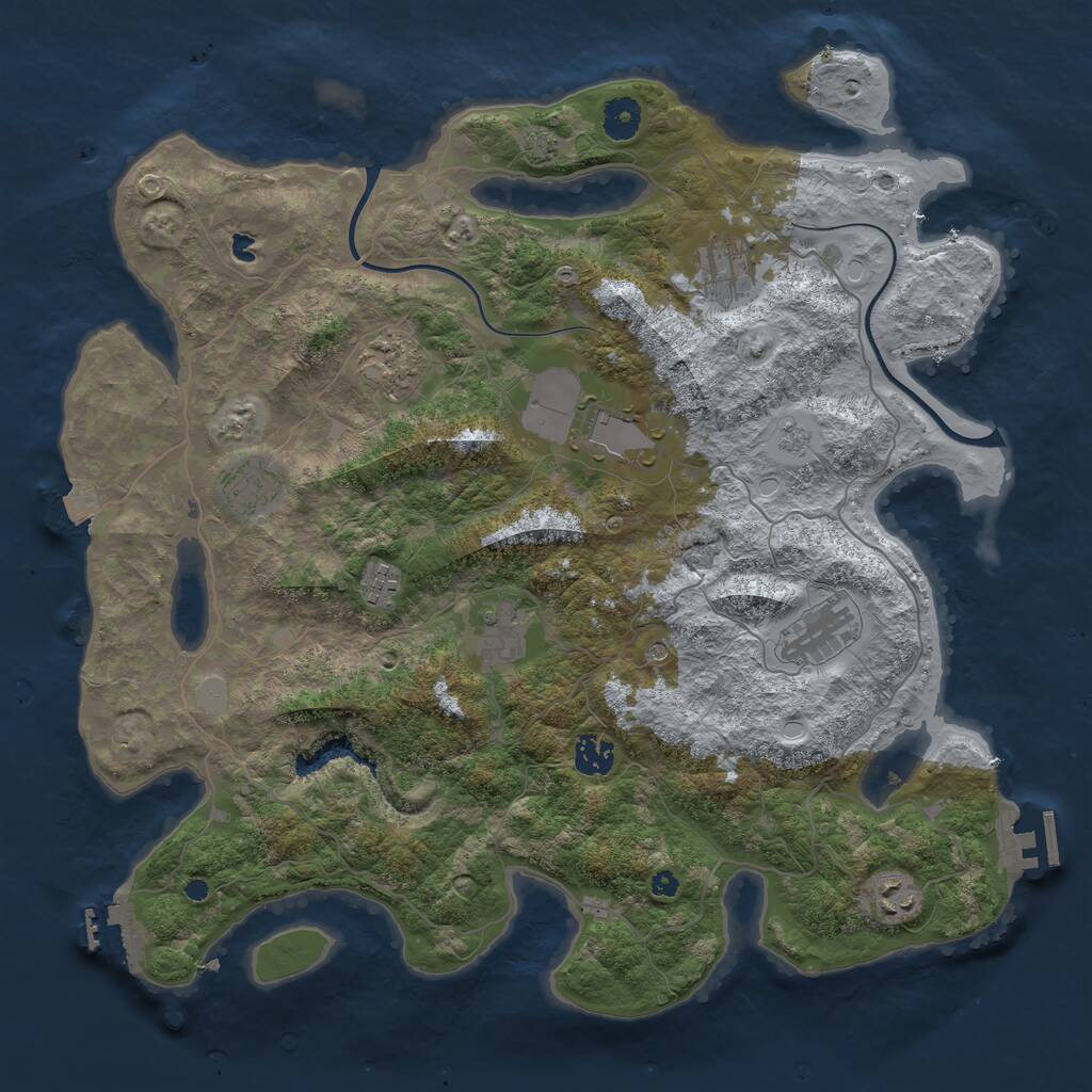 Rust Map: Procedural Map, Size: 4000, Seed: 993566, 15 Monuments