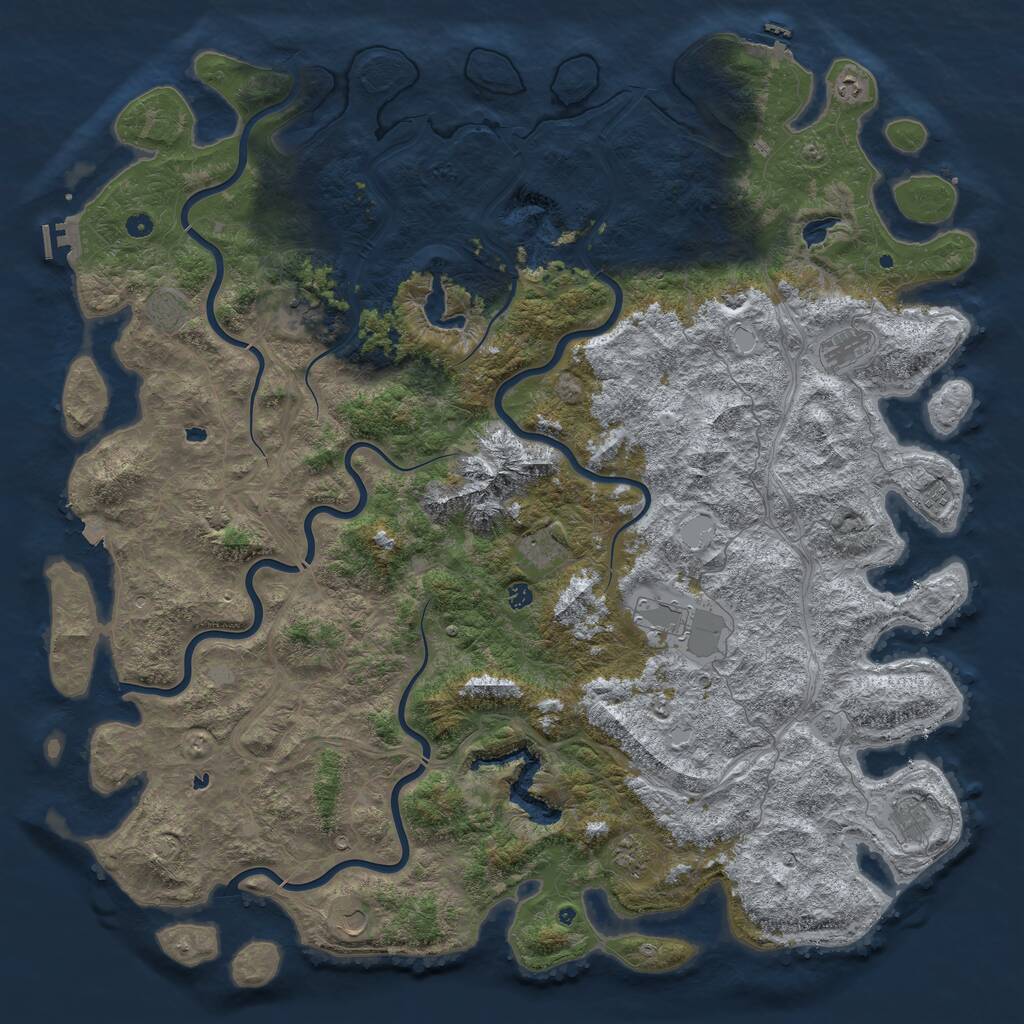 Rust Map: Procedural Map, Size: 6000, Seed: 54252645, 17 Monuments