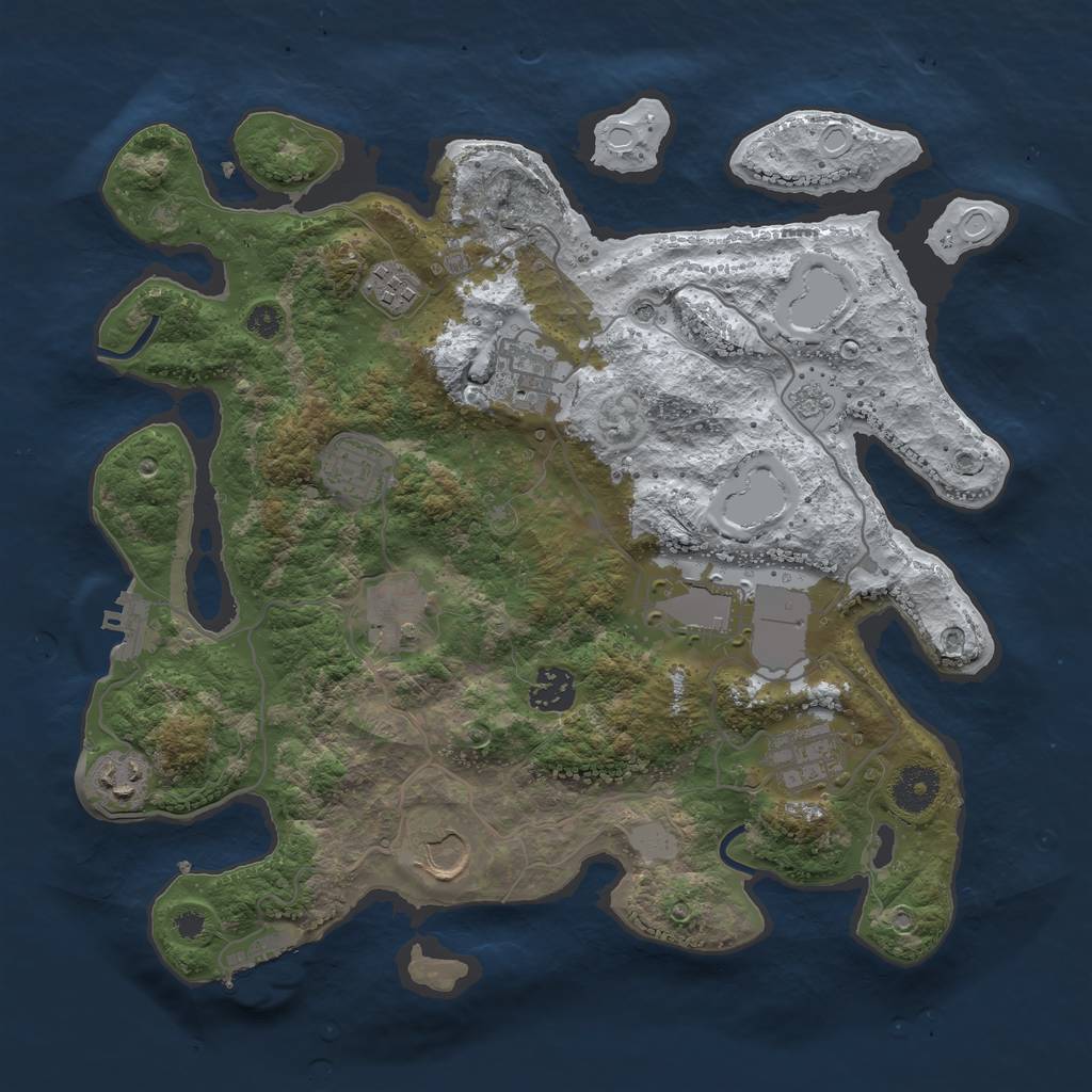 Rust Map: Procedural Map, Size: 3500, Seed: 1974304504, 18 Monuments