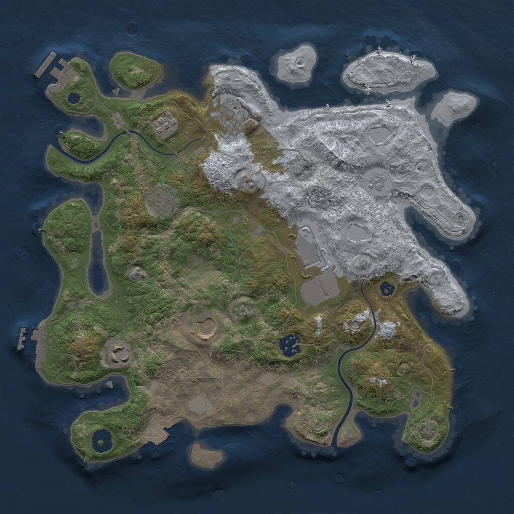 Rust Map: Procedural Map, Size: 3500, Seed: 1974304504, 12 Monuments