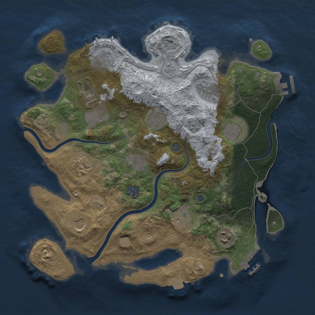 Rust Map: Procedural Map, Size: 3500, Seed: 46576, 17 Monuments
