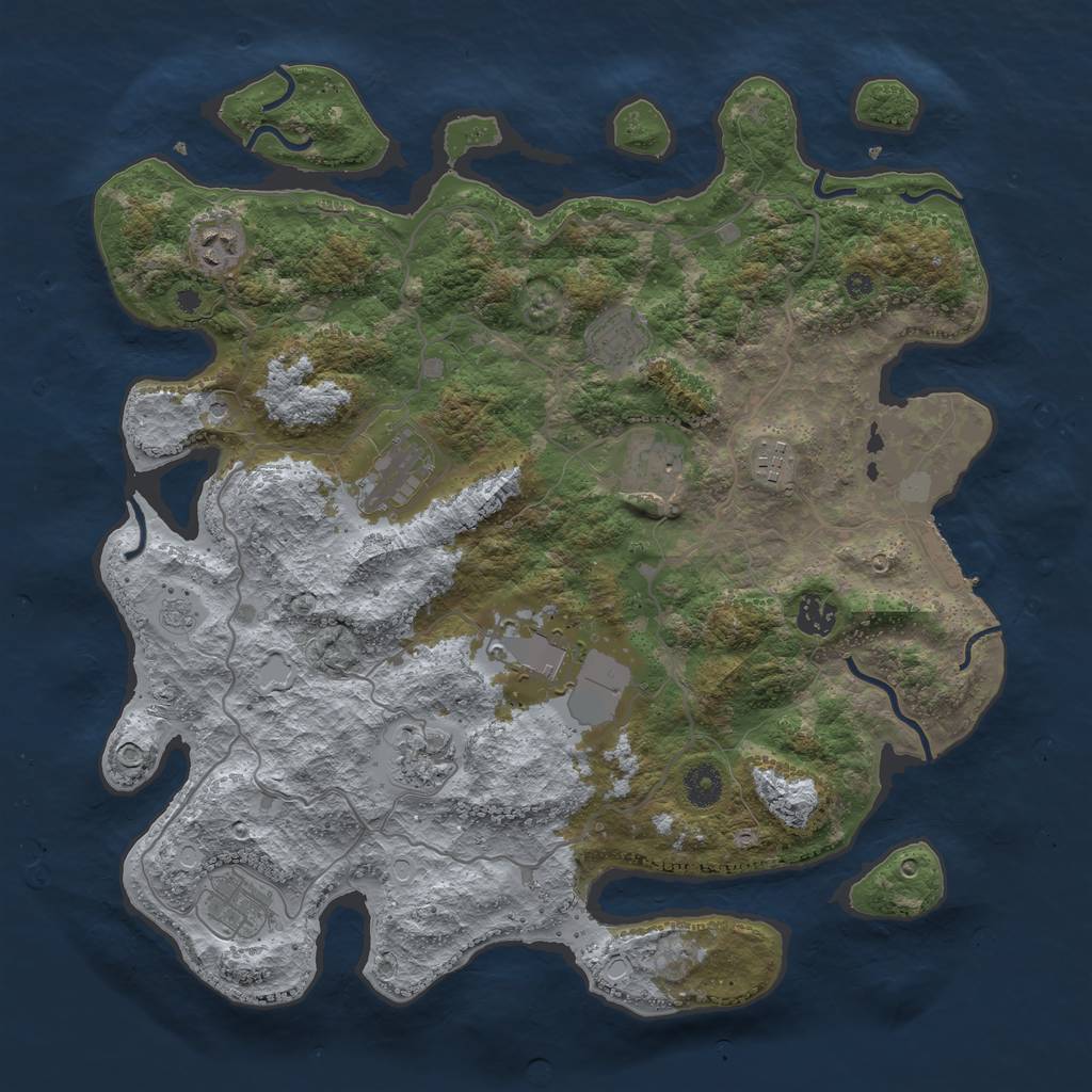 Rust Map: Procedural Map, Size: 4000, Seed: 856887, 17 Monuments
